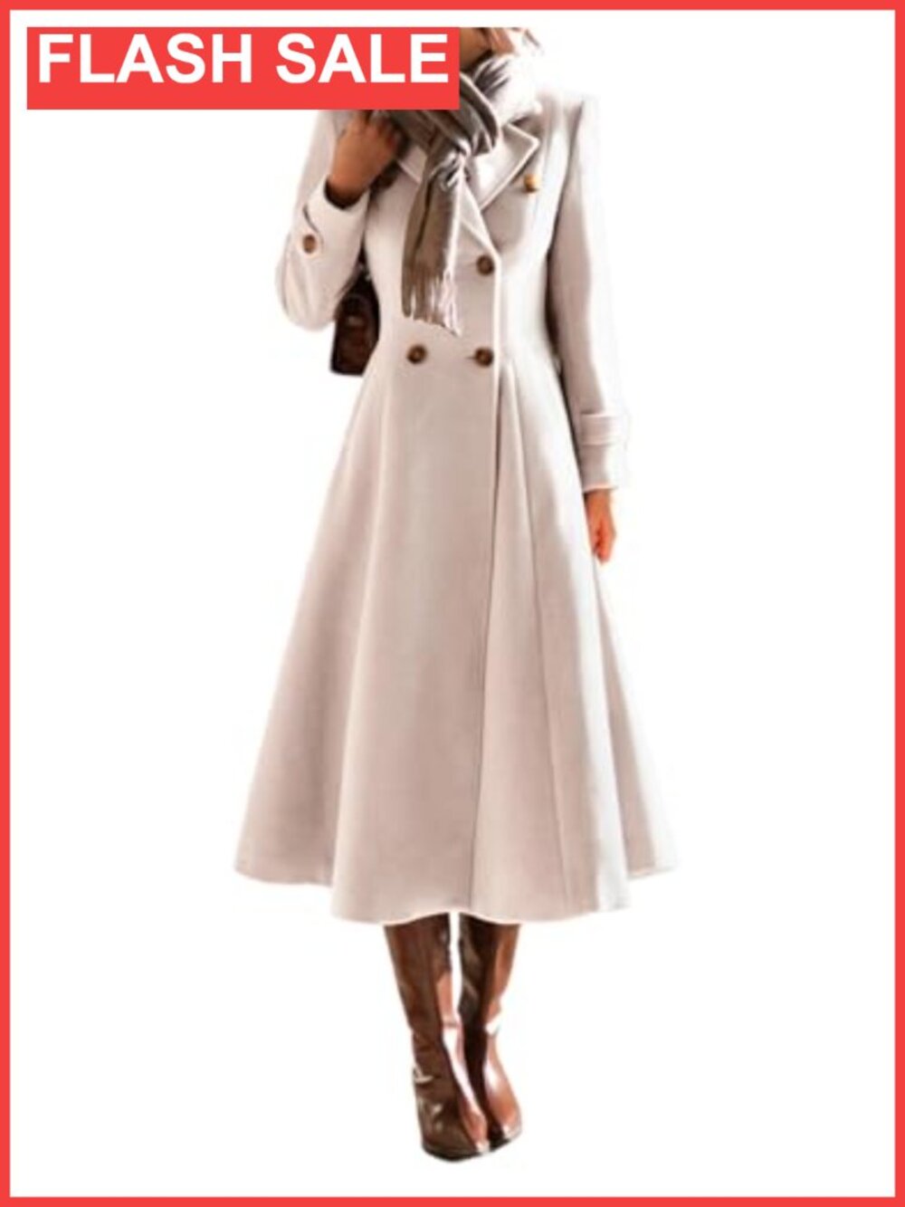 Womens Long Wool Blend Double Breasted Trench Peacoat